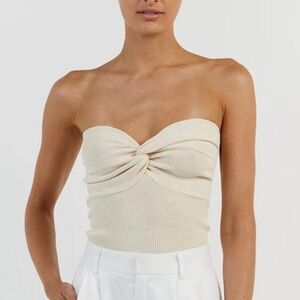 DISSH Anika Twisted Cream Knit Top, Size US 6, AUS 10, Medium